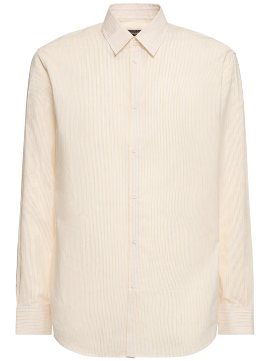Dsquared2: Camisa de lino y algodón - Blanco/Amarillo - men_0 | Luisa Via Roma