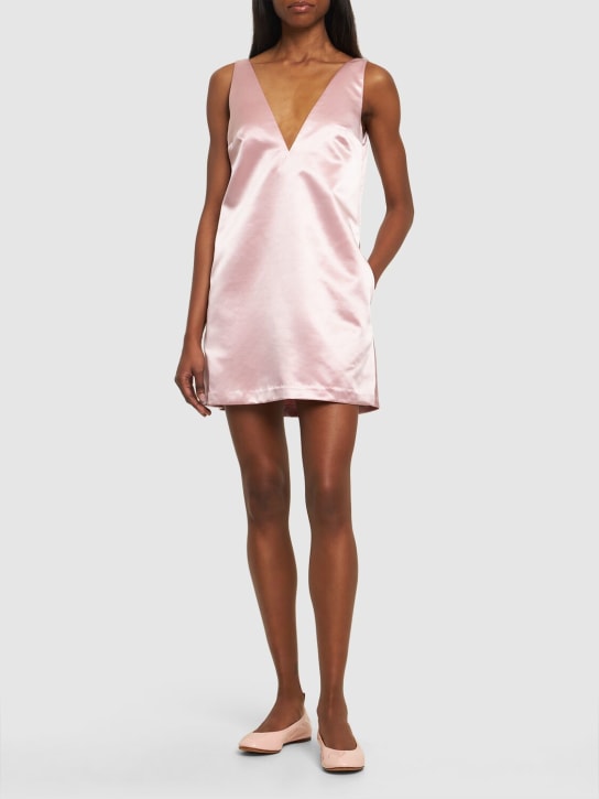 Staud: Teagan tech satin V-neck mini dress - Pink - women_1 | Luisa Via Roma