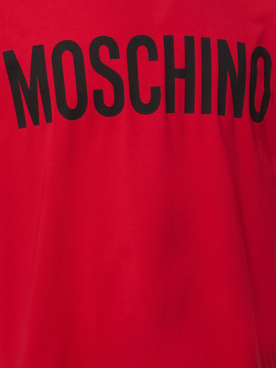 Moschino: Logo print cotton t-shirt - men_3 | Luisa Via Roma