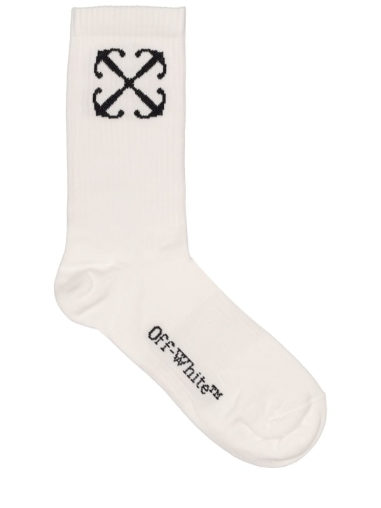 Off-White: Arrow cotton blend socks - White - men_0 | Luisa Via Roma
