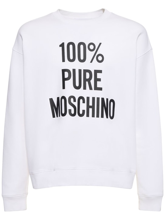 Moschino: Sweatshirt aus Baumwolle „100% Pure Moschino“ - Weiß - men_0 | Luisa Via Roma