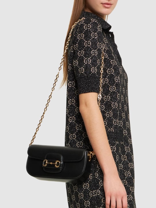 Gucci: Petit sac porté épaule Gucci Horsebit 1955 - Noir - women_1 | Luisa Via Roma