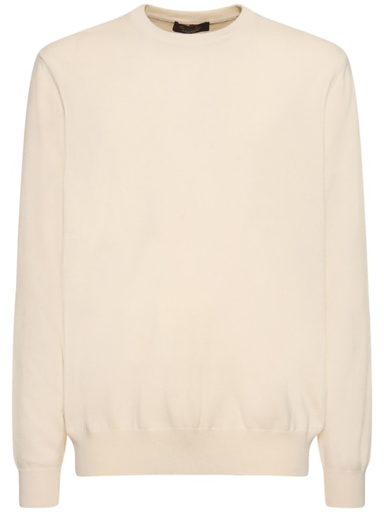 Loro Piana: Classic cashmere crewneck sweater - Chalk - men_0 | Luisa Via Roma