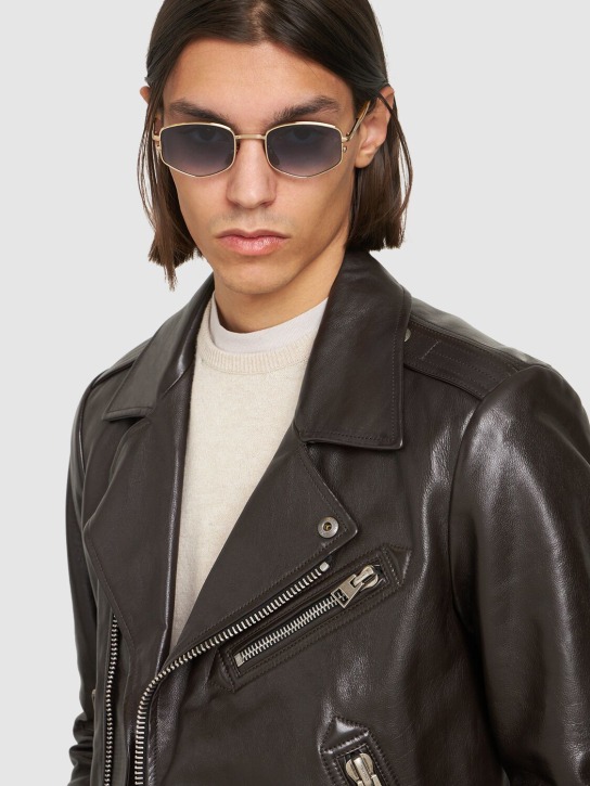 DB Eyewear by David Beckham: DB oval aviator metal sunglasses - Altın/Mavi - men_1 | Luisa Via Roma