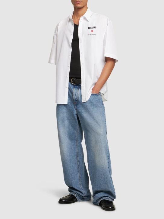 Moschino: Hemd aus Baumwolle mit Druck - Weiß - men_1 | Luisa Via Roma