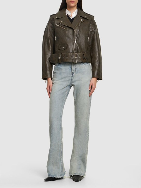 Stand Studio: Icon MC leather biker jacket - women_1 | Luisa Via Roma