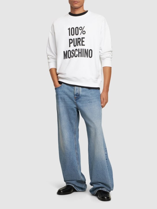 Moschino: Sweatshirt aus Baumwolle „100% Pure Moschino“ - Weiß - men_1 | Luisa Via Roma