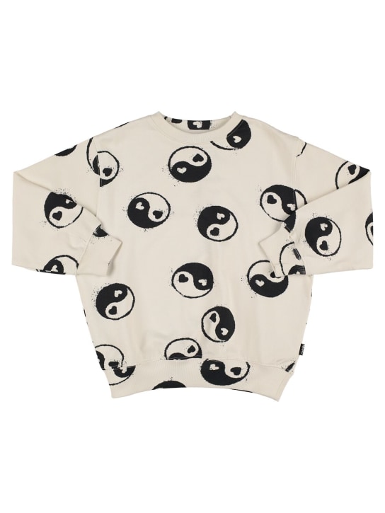 Molo: Sweat-shirt en coton biologique imprimé Yin Yang - Blanc/Noir - kids-girls_0 | Luisa Via Roma