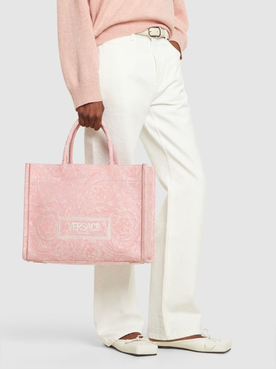 Versace: Large Barocco jacquard tote bag - Light Pink - women_1 | Luisa Via Roma