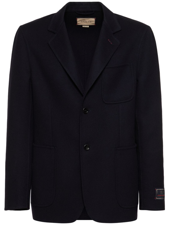 Gucci: Palma wool blend formal jacket - Lacivert - men_0 | Luisa Via Roma