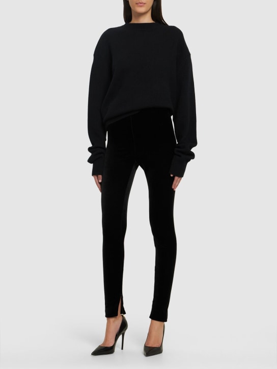 Wardrobe.nyc: Velvet leggings - Black - women_1 | Luisa Via Roma