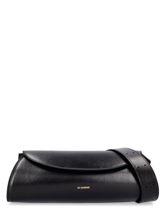 Jil Sander: Small Cannolo leather shoulder bag - Black - women_0 | Luisa Via Roma