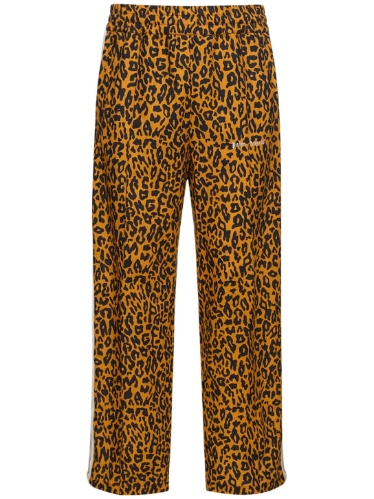 Palm Angels: Cheetah linen blend track pants - Orange/Black - men_0 | Luisa Via Roma