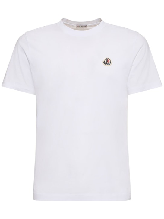 Moncler: Lot de 3 t-shirts en jersey de coton à logo - Multicolore - men_0 | Luisa Via Roma