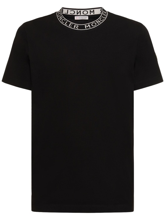 Moncler: T-shirt en jersey de coton à logo - men_0 | Luisa Via Roma