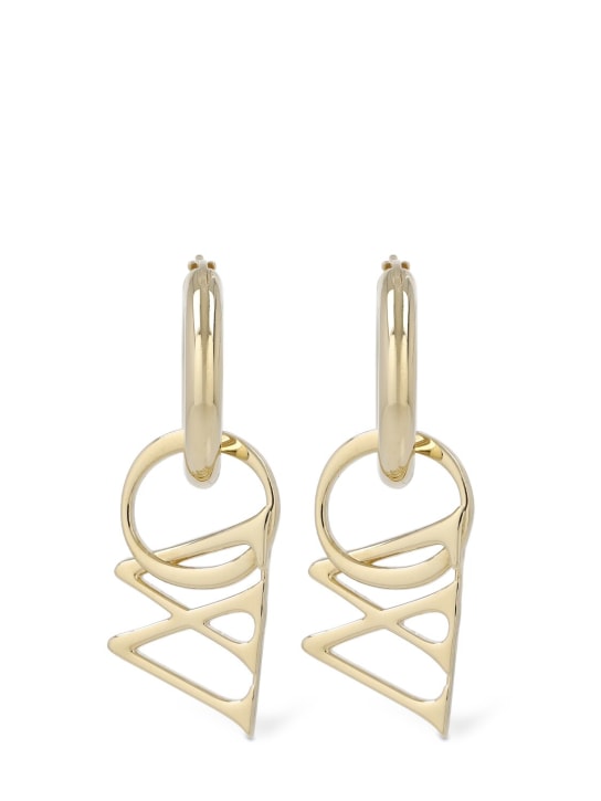 Off-White: OW brass hoop earrings - Gold - women_0 | Luisa Via Roma