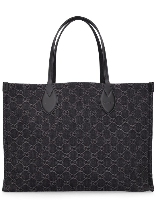 Gucci: Large Ophidia GG Denim tote bag - Grey/Black - women_0 | Luisa Via Roma