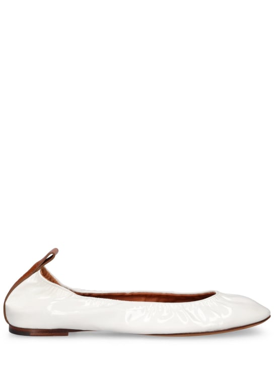 Lanvin: 5毫米漆皮芭蕾平底鞋 - 白色 - women_0 | Luisa Via Roma
