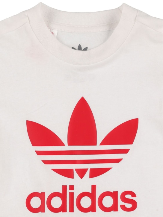 adidas Originals: Camiseta y shorts de algodón con logo - Blanco/Rojo - kids-girls_1 | Luisa Via Roma