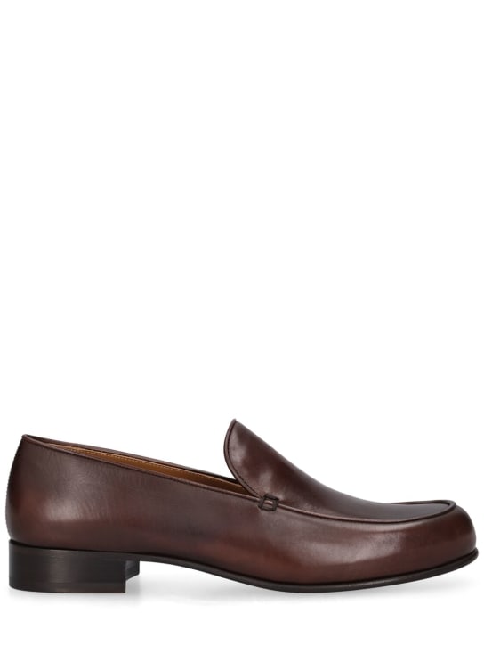The Row: 20mm Flynn leather loafers - Brown - women_0 | Luisa Via Roma