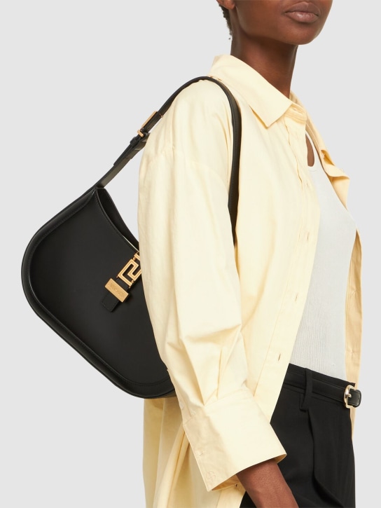Versace: Large leather hobo bag - Black - women_1 | Luisa Via Roma