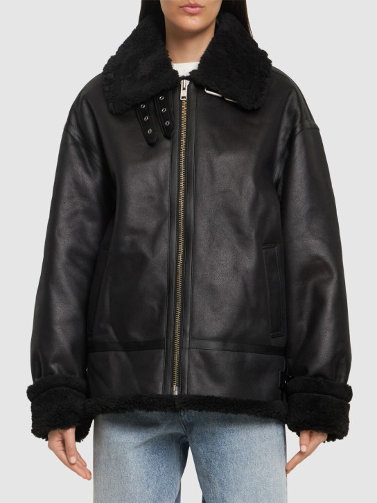 Dunst: Unisex loose fit shearling jacket - Black - women_2 | Luisa Via Roma