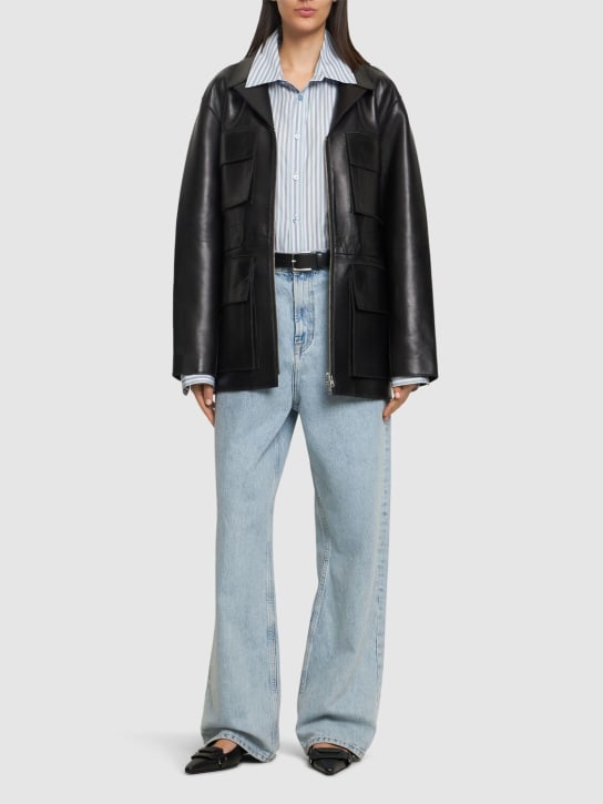 Stand Studio: Rumi four pocket leather zip jacket - women_1 | Luisa Via Roma