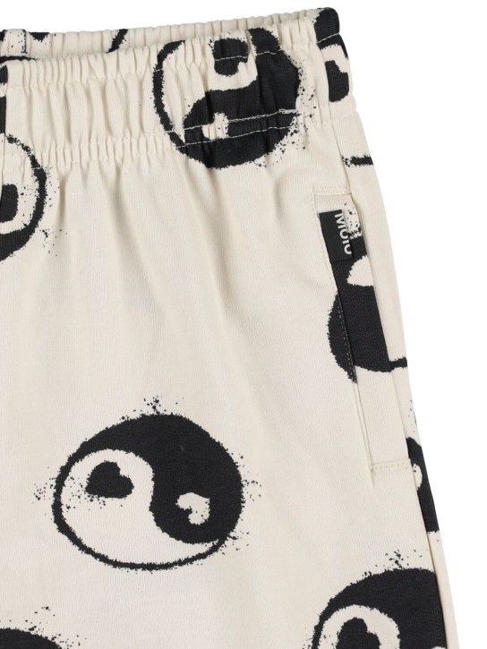 Molo: Pantalon en coton bio imprimé Yin Yang - Blanc/Noir - kids-girls_1 | Luisa Via Roma