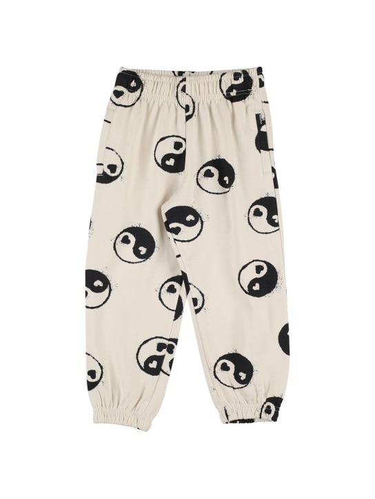 Molo: Yin Yang print organic cotton sweatpants - White/Black - kids-girls_0 | Luisa Via Roma