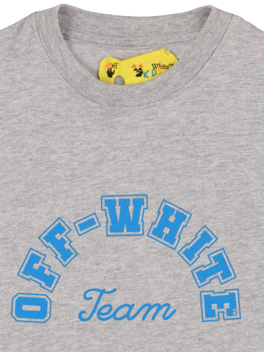 Off-White: T-Shirt mit Baumwolle „Team 23“ - Grau/Blau - kids-girls_1 | Luisa Via Roma