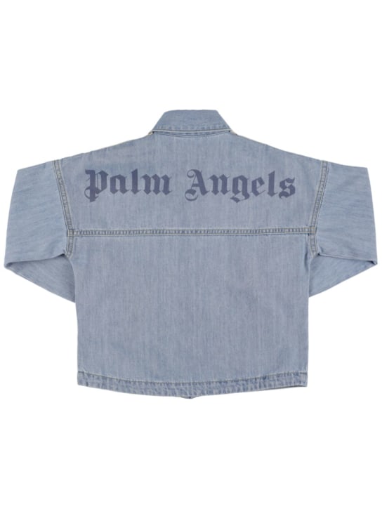 Palm Angels: Overshirt aus Baumwollchambray „PA Track“ - Blau - kids-boys_0 | Luisa Via Roma