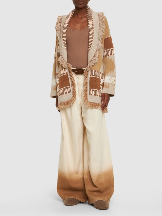 Alanui: Icon cashmere & linen blend cardigan - Beige/Multi - women_1 | Luisa Via Roma