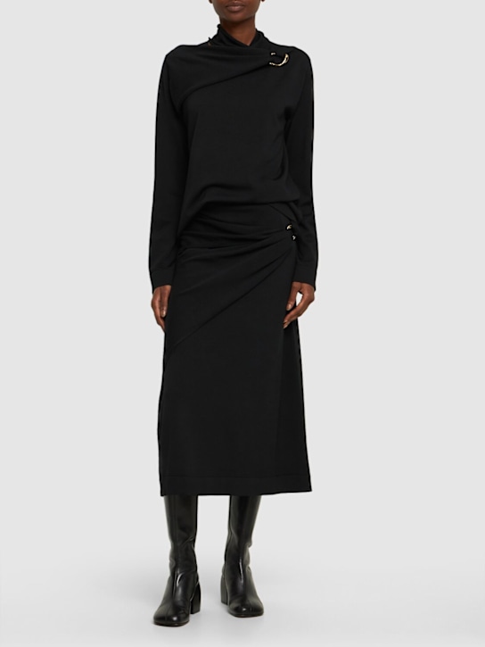 Jil Sander: Wool knit long sleeve top w/ ring detail - women_1 | Luisa Via Roma