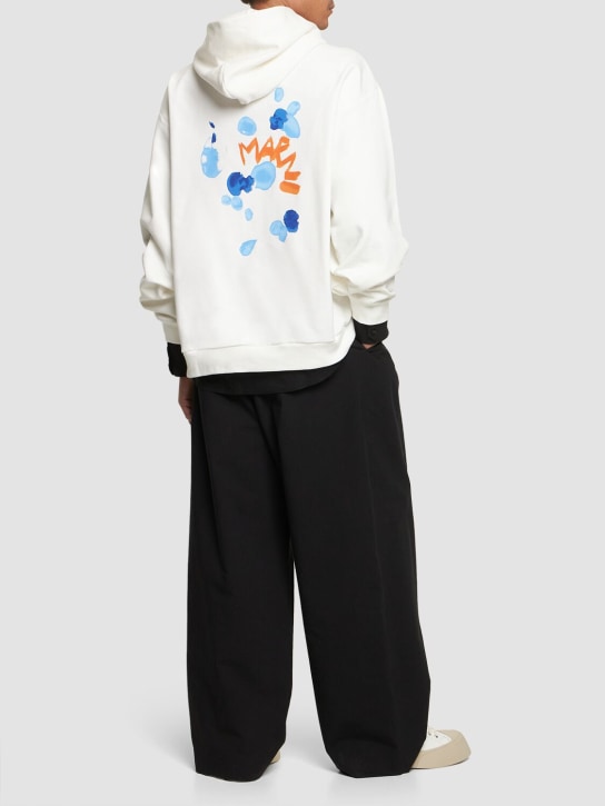 Marni: Flower print organic cotton over hoodie - men_1 | Luisa Via Roma