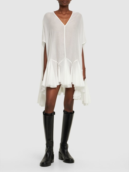 Rick Owens: New Divine ruffled cotton mini dress - White - women_1 | Luisa Via Roma