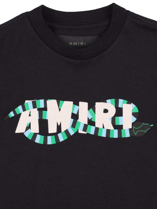 Amiri: Camiseta de jersey de algodón estampada - Negro - kids-boys_1 | Luisa Via Roma