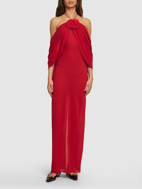 Magda Butrym: Silk off-shoulder long dress - Kırmızı - women_1 | Luisa Via Roma