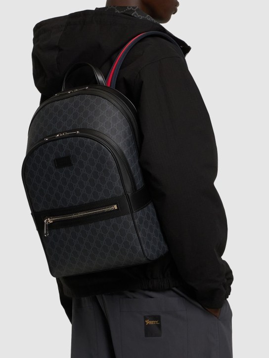 Gucci: GG Supreme canvas backpack - Black - men_1 | Luisa Via Roma