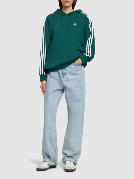 adidas Originals: Oversize 3 Stripe hoodie - Green - women_1 | Luisa Via Roma