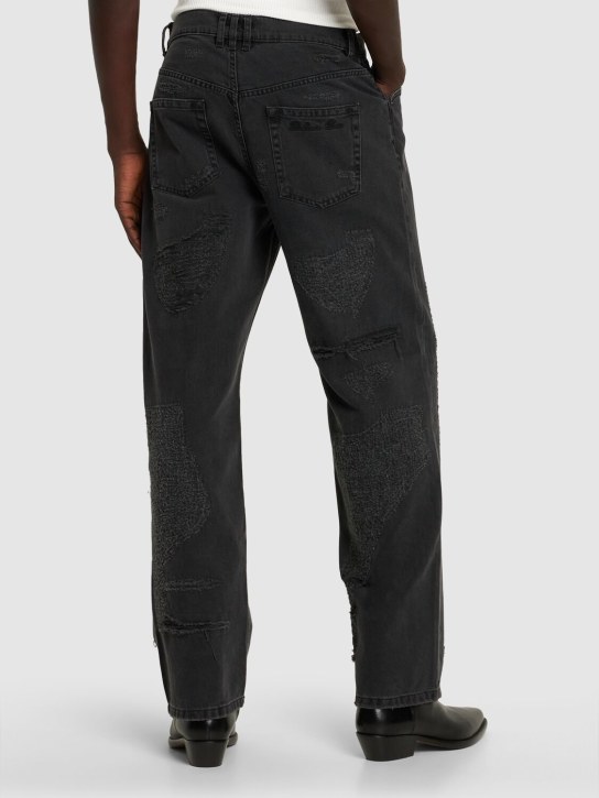 Balmain: Distressed straight denim jeans - Black - men_2 | Luisa Via Roma