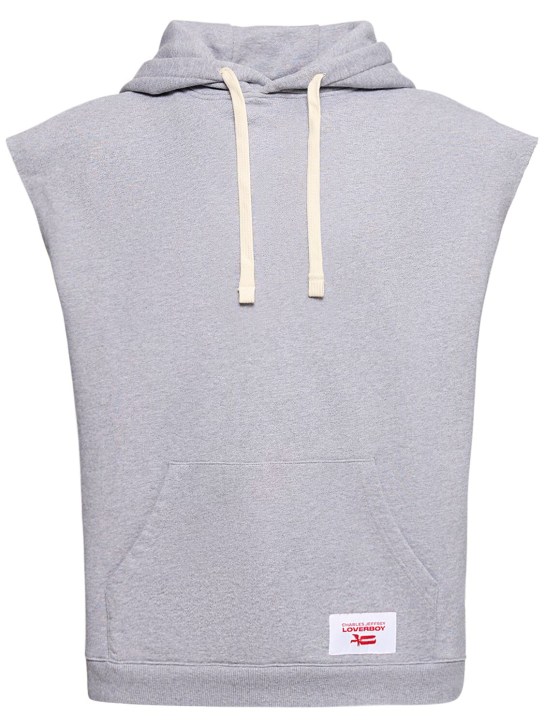 Charles Jeffrey LOVERBOY: Label ears sleeveless hoodie - Grey - men_0 | Luisa Via Roma