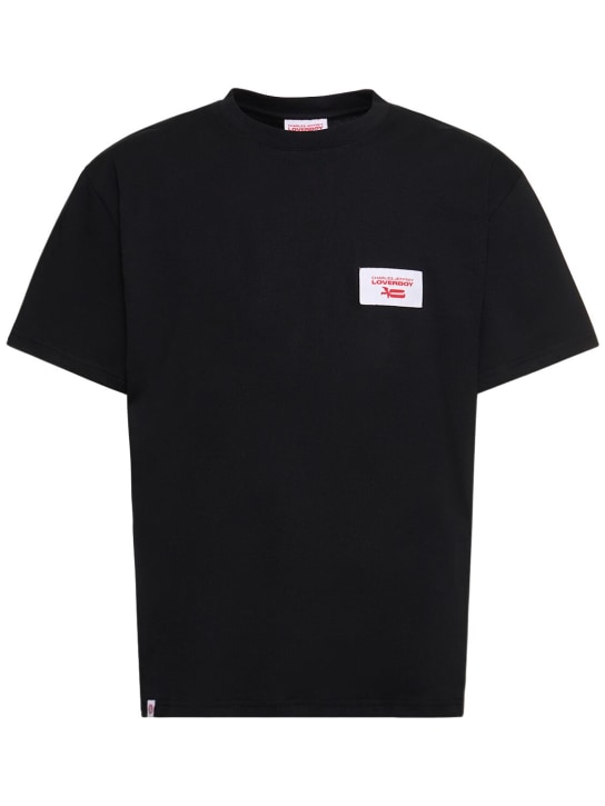 Charles Jeffrey LOVERBOY: T-Shirt mit Label-Etikett - Schwarz - men_0 | Luisa Via Roma