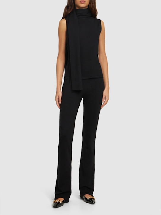 Magda Butrym: Wool blend knit straight pants - Black - women_1 | Luisa Via Roma