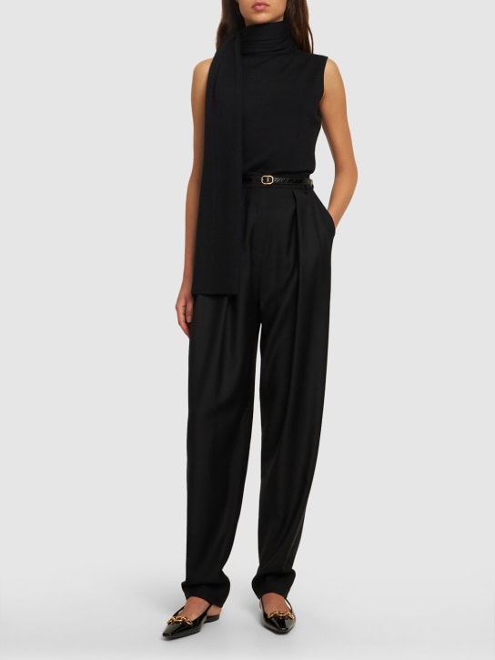Magda Butrym: Wool twill straight high waist pants - Black - women_1 | Luisa Via Roma