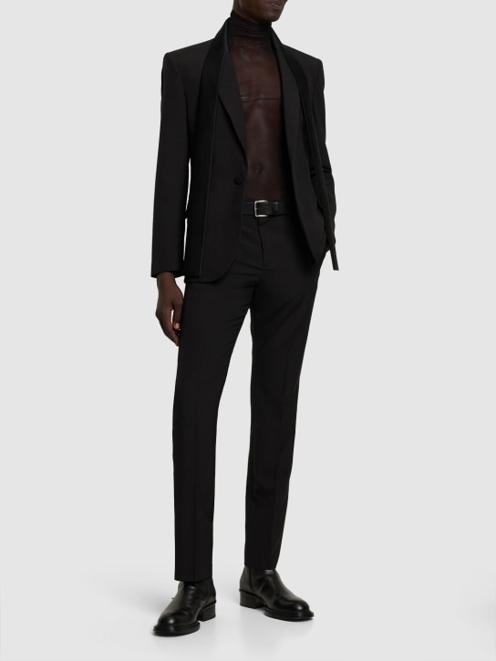 Valentino: Tailored wool tuxedo jacket - Black - men_1 | Luisa Via Roma