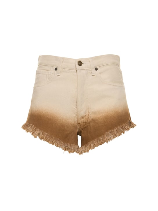 Alanui: Denim-Shorts mit Fransen „Bright Hues“ - Weiß/Braun - women_0 | Luisa Via Roma