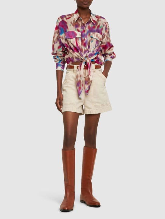 Marant Etoile: Hemd aus Baumwolle mit Druck „Nath“ - Beige/Raspberry - women_1 | Luisa Via Roma
