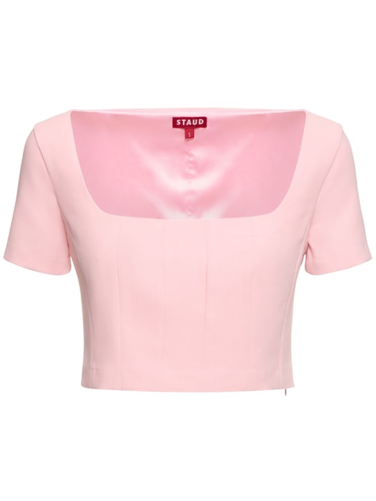 Staud: Anya short sleeve crop top - Pink - women_0 | Luisa Via Roma