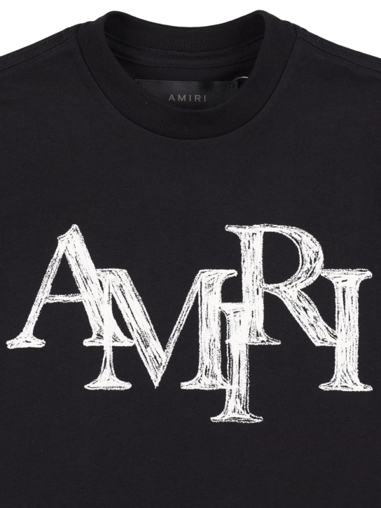 Amiri: Logo印花棉质平纹针织T恤 - 黑色 - kids-girls_1 | Luisa Via Roma