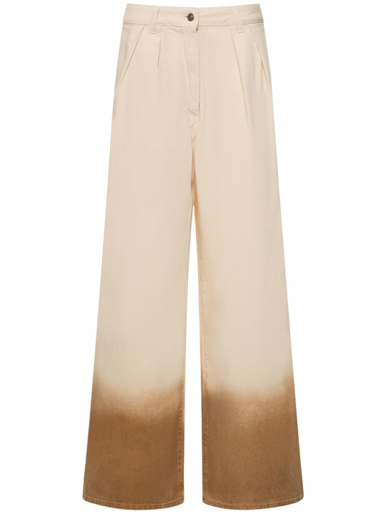 Alanui: Bright Hues wide cotton denim jeans - White/Brown - women_0 | Luisa Via Roma